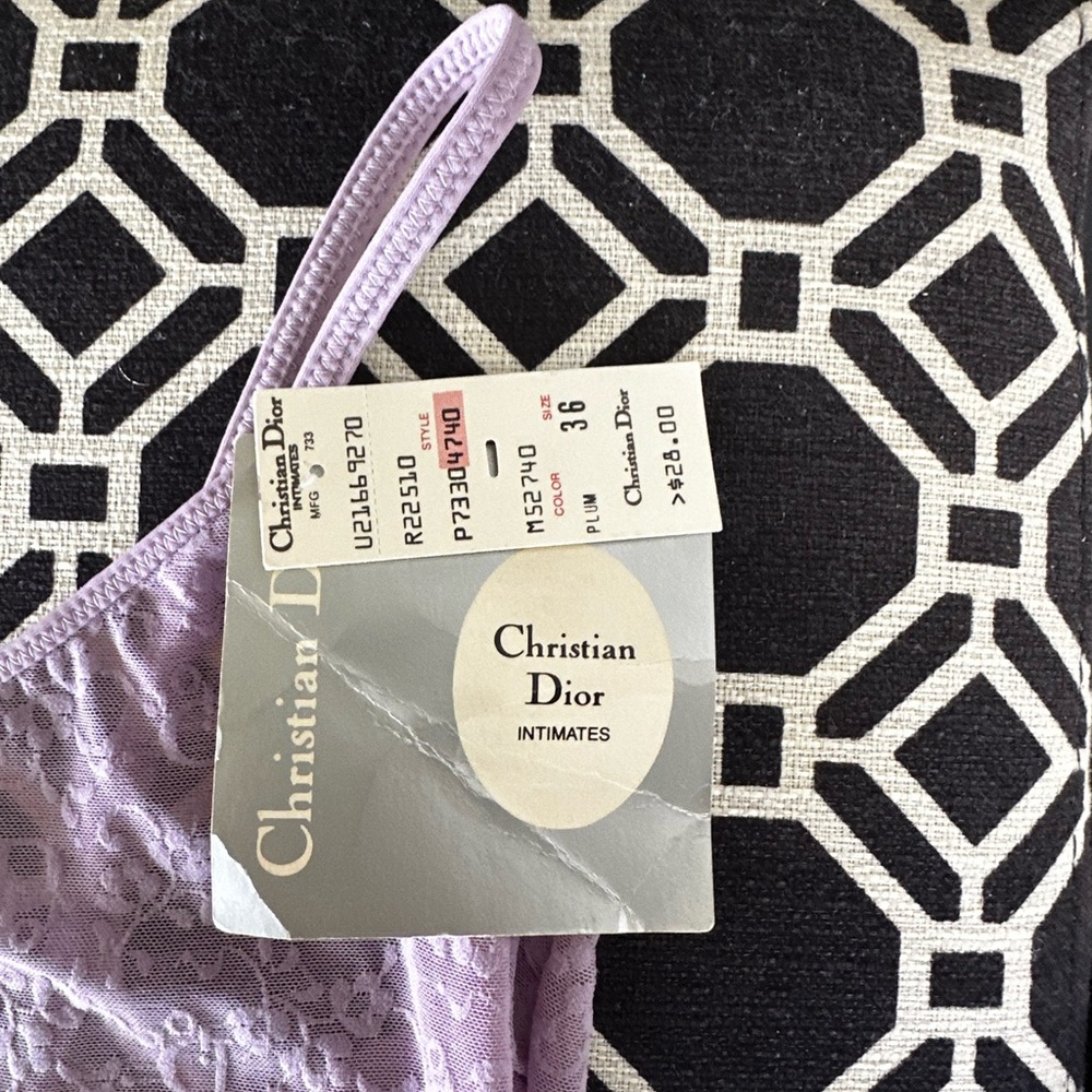 NWT Vintage Christian Dior Monogrammed w Print Lavender Lace Bodysuit - Picture 9 of 13
